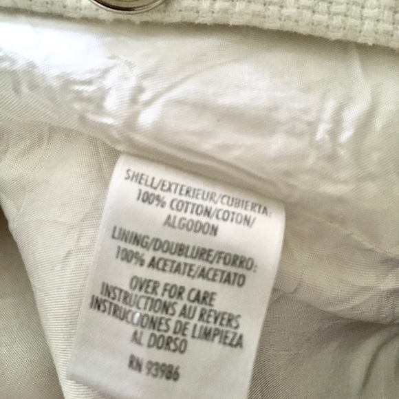 White Cotton Woven Lined Jacket - Size 4 - Picture 7 of 7